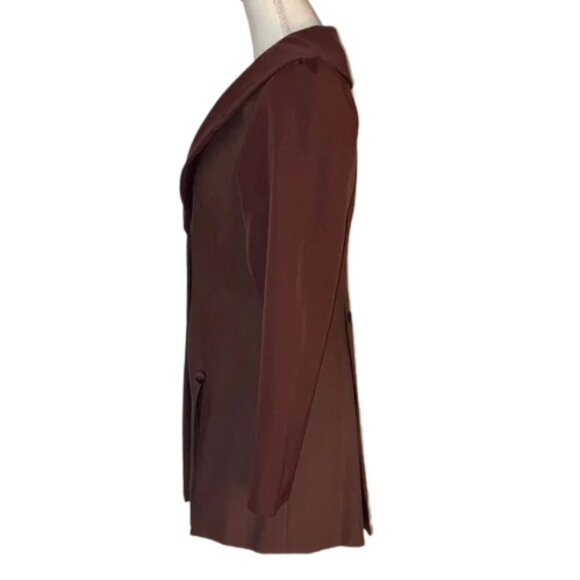 Chic Chocolate Women's Blazer tuxedo brown coat Peacoat style jacket VINTAGE - Picture 9 of 9